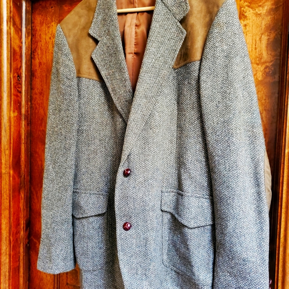 Pendleton Classic Vintage Leather Men's wool tweed Western Sport Coat sz…
